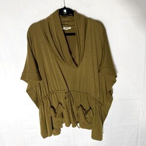 Anthropologie Silence + Noise Extreme Oversized Olive Green Cowl Neck Poncho XS